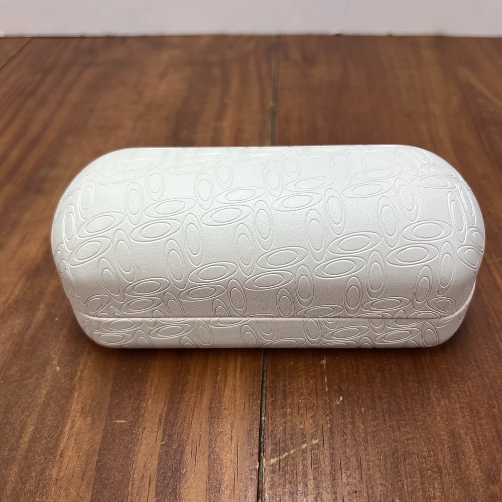 Oakley White Hard Sunglasses Case w/ Black Microfiber Drawstring Pouch Sleeve